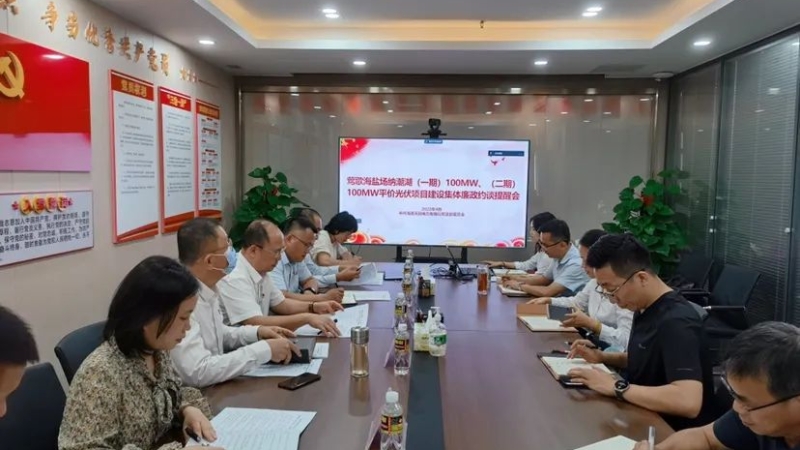 清廉能源丨天能电力公司召开莺歌海盐场纳潮湖光伏项目建设集体廉政约谈提醒会